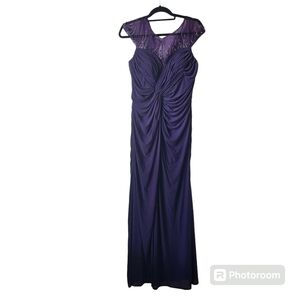 ASPEED DESIGN Purple Twist-Front Jeweled Dress Sz.XL Mother of Bride Formal NWT